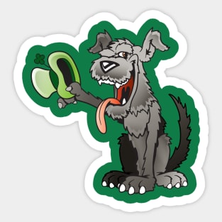 Irish Wolfhound Cartoon Dog Hats Off Cartoon Sticker